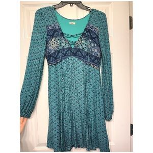 Lace-Up Bust Peasant Dress